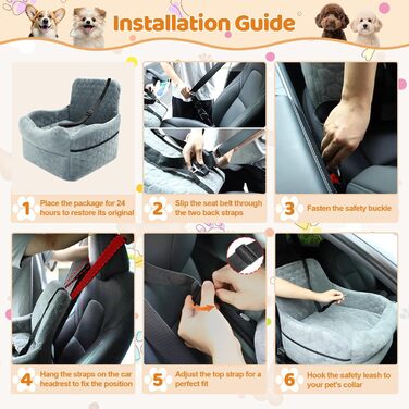 Автокрісло для собак – переноска для маленьких собак до 15,9 кг з м'яким килимком та ременем безпеки. Зручне автокрісло з двома кишенями для аксесуарів