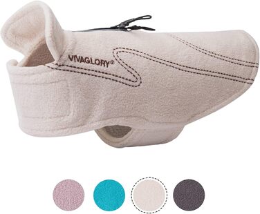 Тепла куртка VIVAGLORY для собак на зиму, флісова жилетка з застібкою-липучкою та отвором для повідка, світловідбиваюча, регульована, S, Бежевий