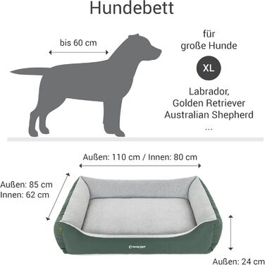 Крісло-лежанка для собак Doctor Bark GreenLabel XL (110x85 см) - Зелене, миється, з м'якого флусу