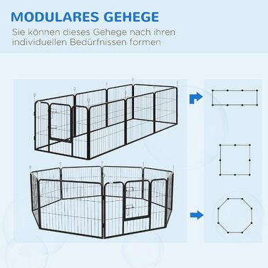 Клітка-загон для цуценят PawHut - металева, 80 x 60 см, чорна