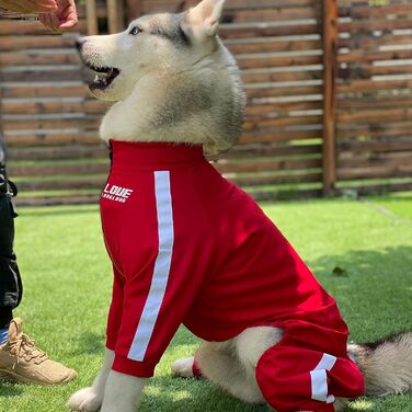 Спортивний светр для собак з блискавкою, червоний, дихаючий комбінезон на 4 лапи, зручний одяг для маленьких, середніх і великих собак, розмір XXL
