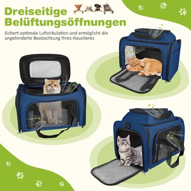 Транспортна сумка для кота/собаки TOFFCAEA, переноска для тварин, складана, 6 кг, для середніх собак та котів (Блакитний, 43 x 28 x 28 см)