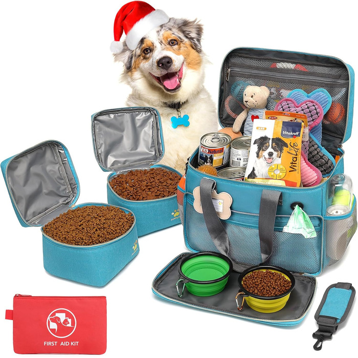 Універсальна переноска для тварин, ідеальна для подорожей та ночівель. Аксесуари для котів та собак з пеленальною сумкою та кількома кишенями (Океановий блакитний)