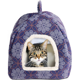 Котяче ліжко bo&flash New York 38x38x40 см – м'яка та міцна лежанка-куб для котів з подушкою, пране, флісова будка для котів (Matthias)