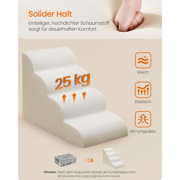 Сходинки для собак Feandrea, 4 сходинки, для маленьких собак, котів, водонепроникні, неслизькі, знімний чохол, сірий PPS004G01