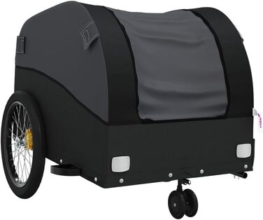 Причіп для велосипеда, причіп для собак, вантажний причіп, чорний, 30 кг, сталь, компактна упаковка, проста збірка