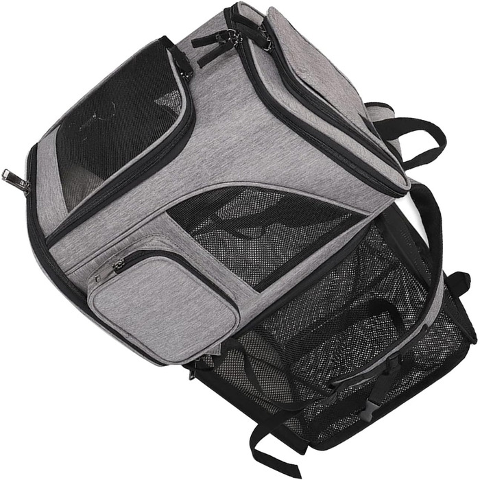 Рюкзак-переноска для котів RASTKY, складана переноска для тварин, міцна переноска для собак та малих тварин до 8 кг, ідеально підходить для відвідування ветеринара, прогулянок у парку, сірий (чорний) (сірий)