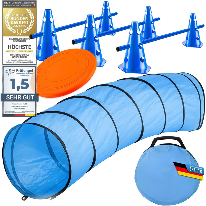 Набір для аджиліті для собак: тунель, перешкоди, аксесуари (300 см)