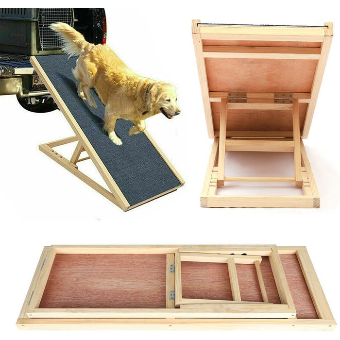 Сходинки для собак, складані, 100 см, регульована висота, дерев'яна рампа для собак, для дивана, авто, ліжка, з антиковзким покриттям