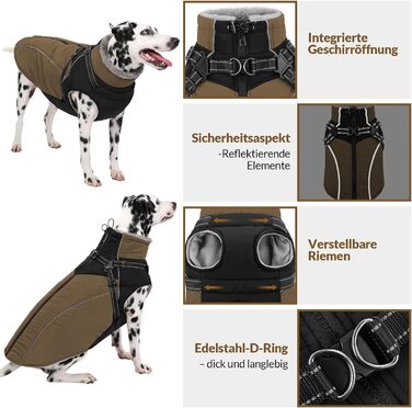 Зимовий теплий водонепроникний теплий одяг для собак Konvinit, розмір L, колір коричневий (обхват грудей 62 см)