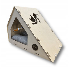 Дерев'яна будка-ліжечко, будиночок для кота або собаки