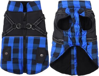 Зимова куртка для собак з повдцем, тепла спинка на блискавці, для малих, середніх та великих собак, вітронепроникна, світловідбиваюча (98-R,XXL)