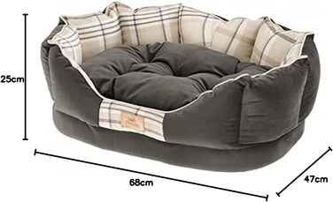 Ліжко для собак та котів Ferplast CHARLES - м'яке велюрове ліжко з подушкою, 68 x 47 x 25 см, коричневе
