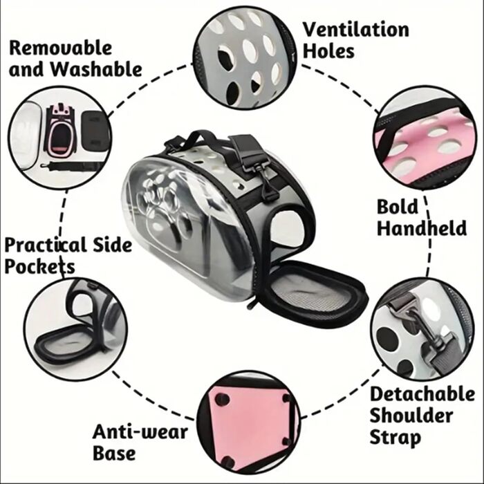 Транспортний бокс для собак та котів, складаний, з сіткою, для подорожей (Blue, Small)