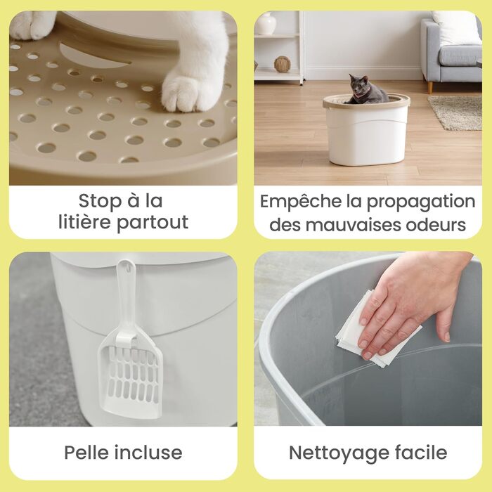 Котлован для котів Iris Ohyama TECL-20 Beige Mittel: закритий, XXL, BPA-free, для великих котів та кошенят