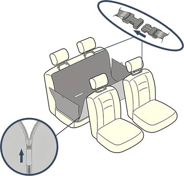 Чохол на сидіння автомобіля для собак Lupex, захист для тварин, Oxford, нековзний, водонепроникний, з кишенями