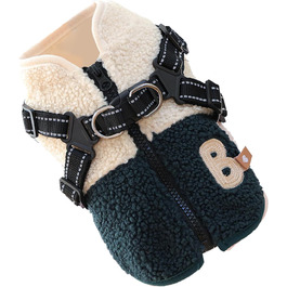 Зимовий теплий одяг для собак: тепла куртка з підкладкою та отвором на спині, поліестер, зелено-білий колір