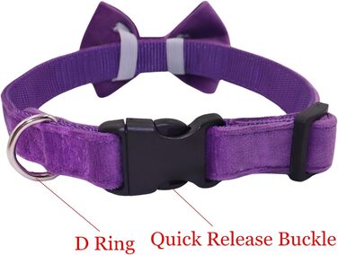 Нашийник для собак з краваткою WDPAWS, м'який велюр, швидка застібка, великі собаки (фіолетовий, L)