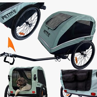 Причіп для велосипеда PETRIVE Active ONE для собак та котів до 40 кг, світло-зелений