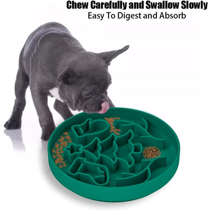 Миска для собак Slow Feeder з присосками, силіконовий килимок протиковзкий, запобігає ковтання, корисна, нетоксична (Зелений)
