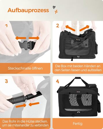 Клітка для собак Feandrea, XL, 81 x 58 x 58 см, чорна, з металевим каркасом та зручними ручками