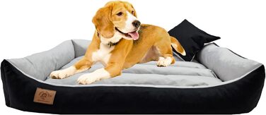 Килимок для собак XXL, лежанка для собак, диванчик для собак з двостороннім килимком (розмір та колір на вибір), 120x90 см, чорно-сірий