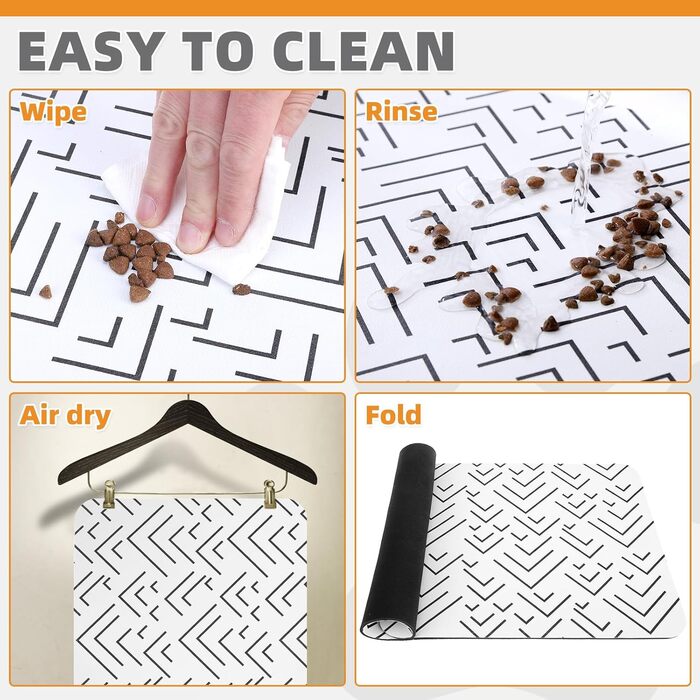 Килимок для годування собак Kooltail, вбираючий, для мисок з їжею та водою, з водонепроникним гумовим покриттям, швидковисихаючий, 12'x20'(1 шт.) (16'x24', геометричний малюнок)