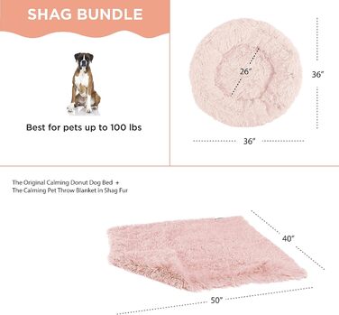 Ліжко для котів і собак Best Friends by Sheri Original Calming Shag Donut з покривалом, бавовна, рожеве, розмір L, 91,4x91,4 см