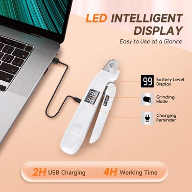 Електричний триммер для когтів Nobleza 2 в 1 з LED-підсвічуванням для собак та котів середніх та маленьких порід