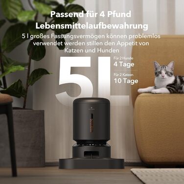 Автоматична годівниця для собак PETLIBRO 5G Wi-Fi 5 л чорна