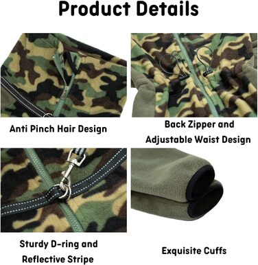 Зимовий комбінезон для собак, теплий, непромокальний, з D-поточкою та світловідбиваючими смугами, розмір M, оливковий колір