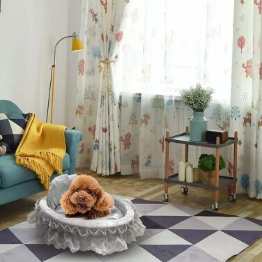 Кругле ліжко для собак та котів Unistrength з мереживом, тепле гніздочко, 50x55x12 см, сірий колір