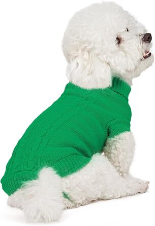 Теплий зимовий пуловер для собак - пухнастий трикотажний одяг для маленьких та великих собак, еластичний, для такс, французьких бульдогів, XS-XXL, для святкування Різдва та повсякденного використання (зелений 2XL) 2XL Зелений