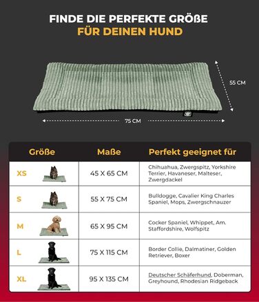 Килимок для собак HS-Hundebett® з підкладкою Cord, XS – антиковзаюча функція, м'яка ковдра для собак, затишне місце для відпочинку – виготовлено в Німеччині (зелений, 55x75 см)