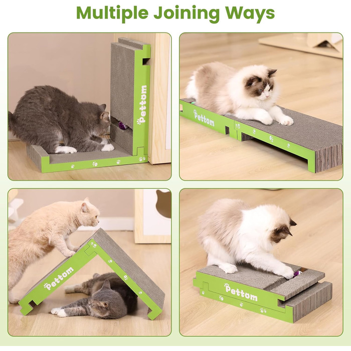 PETTOM Кігтеточка для котів з м'ячиком, з картонної коробки, 66*30 см, двостороння, 43*24*6 см