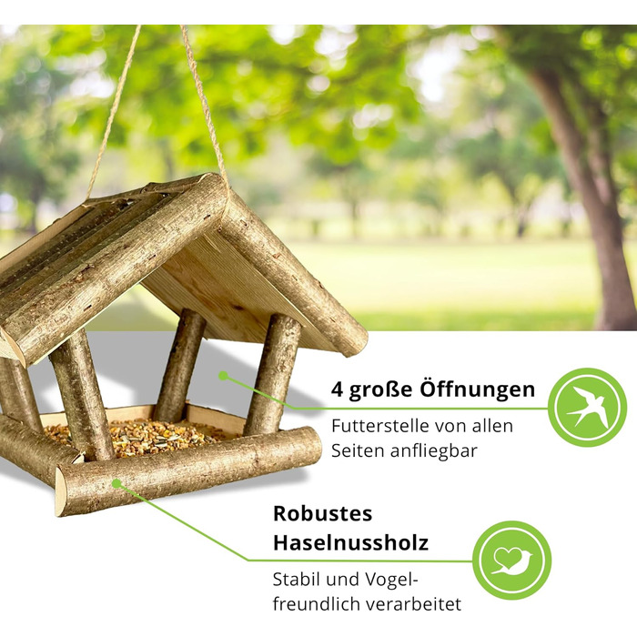 Пташник для саду GARTENETAGE: підвісний, вологостійкий, з горіха, для балкона та саду