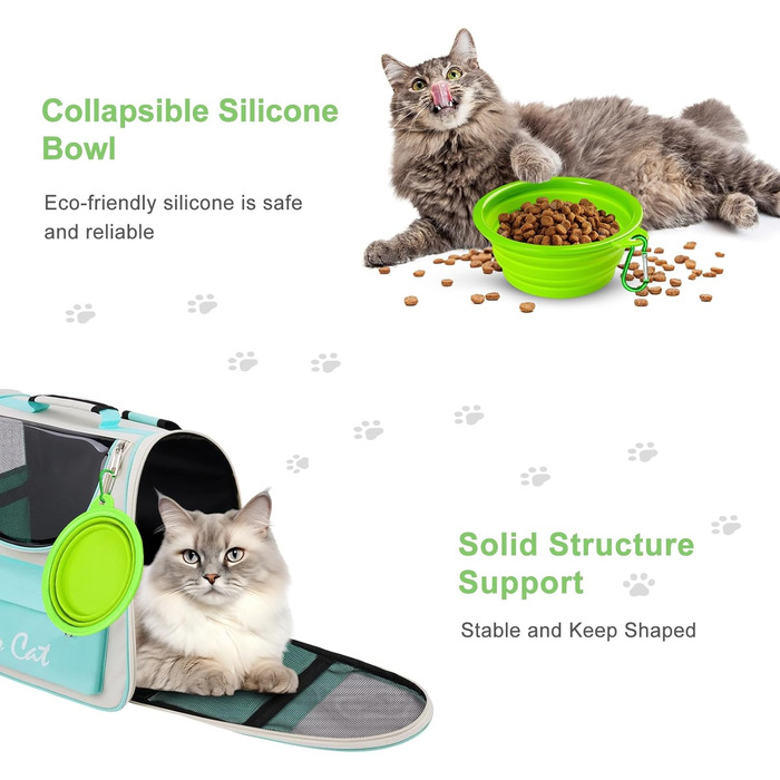 Рюкзак для тварин Surmounty з сіткою, складаний рюкзак для кота/собаки з мискою для подорожей, водонепроникний оксфорд, до 15 кг (зелений)