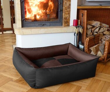 Ліжко для собак BedDog MAX Quattro 2в1 XL, коричнево-чорне, з бортиками, зносостійка Кордура, для дому та вулиці, знімний чохол, миючеся