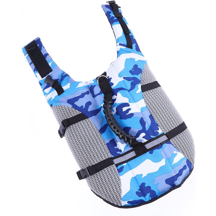 Рятувальний жилет для собак POPETPOP, регульований, дихаючий, з ручками та швидкою застібкою, блакитний (M)