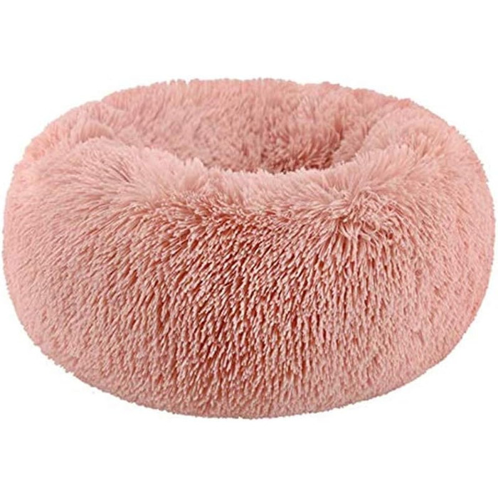 Кругла м'яка лежанка для собак та котів, XL (80 см), чорна/рожева