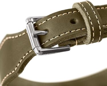 Нашийник для собак Hunter Aalborg ExtraWide оливкового кольору, 50 см, м'яка шкіра, Made in Germany