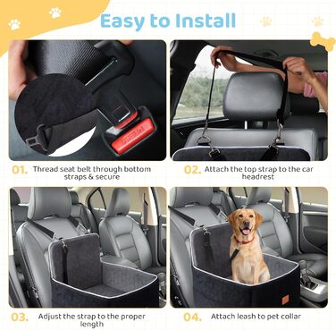 Автомобільний лежак для собак середніх та маленьких порід (до 13.6 кг), 52x52x50 см, з м'якою піною Memory Foam та кріпленням для безпеки