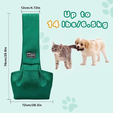 Переноска для собак Classycoo - дихаюча сітка, для котів та собак, з кишенею та страхувальним ремінцем, до 8 кг (М'ятно-зелений)