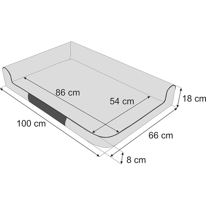 Крісло-ліжко для собак XL, 100x66 см, темно-сірий колір, EKOLEIN