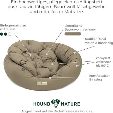 Еко-лежак для собак HOUND & NATURE St. Moritz, круглий, м'який, праний, донат, для великих порід, 95x90 см, тауп
