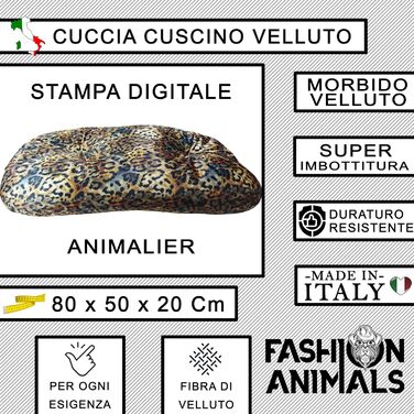 Овальне ліжко для домашніх тварин з велюру – М'яке лежанка для собак та котів. Лежанка з принтом леопарда, Made in Italy