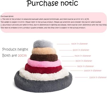 Кругле ліжко для собак FANSU з м'якого плюшу, ковзаюча база, ліжко для котів у формі пончика, розмір та колір обираються (Теплий сірий, 60 см)