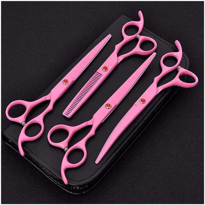 Професійна ножиця для собак, вигнута, рожева - ножиці для грумінгу