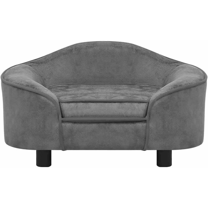 Софа для собак VidaXL 67x47x36 см, плюшеве ліжко для котів та собак (сірий)