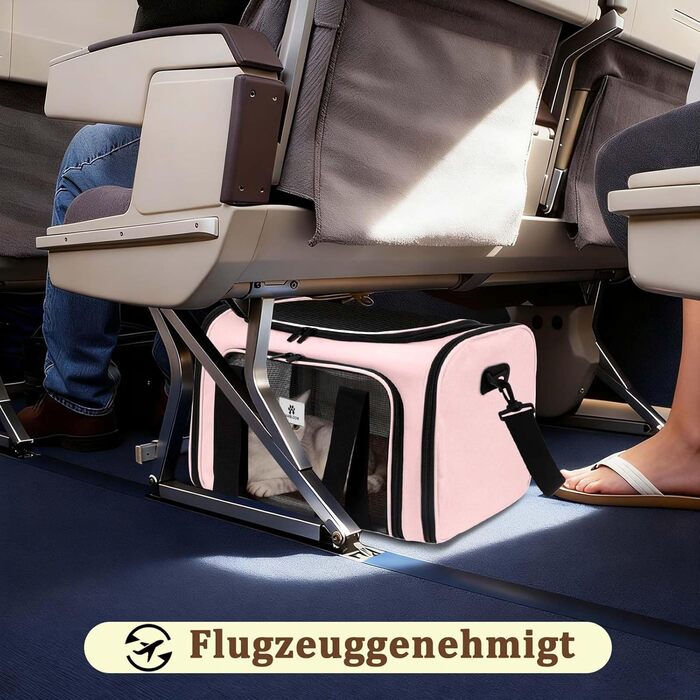 Транспортна сумка для котів та маленьких собак – складана, добре вентильована переноска. Сумка для котів з водонепроникним вкладишем для безпечного транспортування до ветеринара, у подорожах та в авто (Рожева)